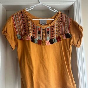 Chloe Oliver Boho Mustard Short Sleeve Top Size Medium